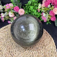 Sphère d'obsidienne magique en or Cristal de guérison naturel Boule d'obsidienne en or pour la décoration