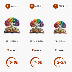 Rompecabezas de madera con forma de libro, árbol de la vida, mariposa arcoíris, juguete para aliviar el estrés para adultos, decoración del hogar, regalo de cumpleaños, venta al por mayor - Product Image 2