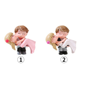 ตุ๊กตาคู่บ่าวสาวติดเค้กงานแต่งงาน รูปทรงกลม พลาสติก PVC สำหรับตกแต่งงานแต่งงาน - Product Image 4