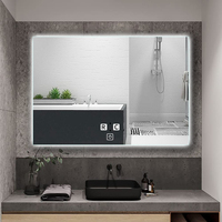 Miroir intelligent pour salle de bain avec affichage de la température et de l'humidité, dégivreur, écran tactile, TV et rétroéclairage LED