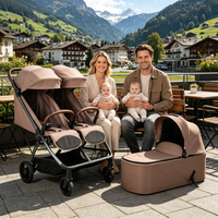 Poussette double pliable automatique 2 en 1 avec nacelle et landau pour bébés et tout-petits, idéale pour les jumeaux et les nouveau-nés