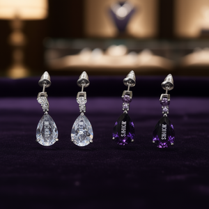 Boucles d'oreilles Shanicer en cristal rose goutte d'eau, argent 925, sertissage griffe, améthyste, classiques pour femme, à porter au quotidien - Product Image 2