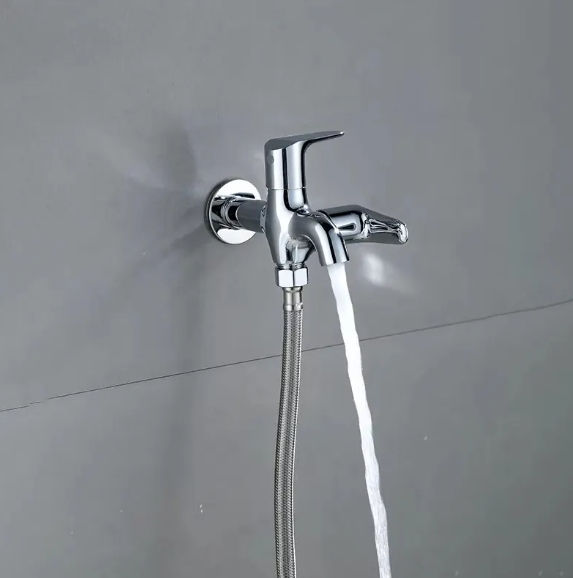 Modern Design Multi-Function Basin Tap Quick Open Double Sided Bibcock for Cold Water Washing Machine Zinc Plastic Outdoor