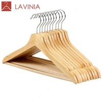 Perchas de Madera Promocionales Lavinia, Perchas de Madera Económicas al por Mayor, Perchas de Madera Antideslizantes para Armarios