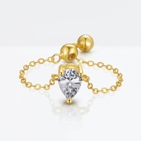 Bague en cuivre avec zircon 3A et perle en forme de goutte d'eau, ajustable, bijoux de mode pour femmes, fabrication sur mesure ODM OEM
