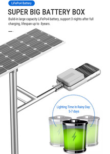 Lámpara Solar LED de 60W IP65 de Fácil Instalación, Controlador MPPT, Panel Solar Jinko, Cuerpo de Aluminio Estable para Aplicaciones en Carreteras - Product Image 5