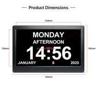 Pros 10 "Extra Large Réveil Numérique Personnes Âgées Démence Horloge Jour Date Personnes Âgées Calendrier Numérique Jour Horloge Analogique Alarmes Personnalisées