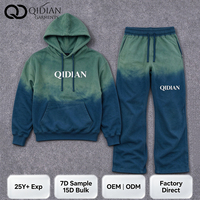 Ensemble de survêtement personnalisé pour hommes, style rétro streetwear, imprimé dégradé délavé, sweat à capuche oversize, pantalon en molleton élastique, OEM
