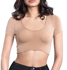 Anti-Odor Moisture Wick Modal sweat proof undershirt nude sweatproof crop tops cropped under women's anti perspiration t shirt
