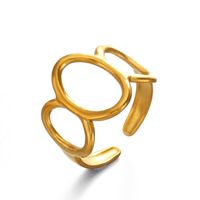 Bague minimaliste en acier titane, style hip-hop, plaquée or 18K PVD, en acier inoxydable, étanche, géométrique, ovale, ouverte, pour femmes
