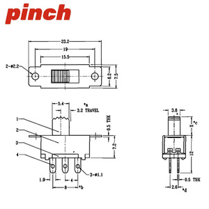 Interrupteur à bascule Pinch SS-22F32, 6 broches, 2 positions, vertical, avec borne à souder - Product Image 2