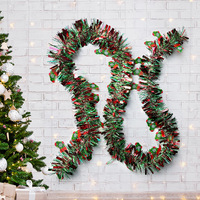 Guirlande décorative de Noël en forme de bonhomme de neige et de bonhomme en pain d'épices, en tinsel, pour les fêtes de Noël