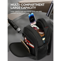 Sac à dos pour ordinateur portable en polyester, ergonomique, respirant, léger, imperméable, avec chargement USB, idéal pour les étudiants, les trajets quotidiens et les voyages