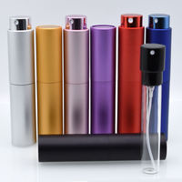 Atomiseur portable rechargeable en plastique mat doré et noir de 5 ml, 8 ml, 10 ml avec pompe à parfum et fonction UV pour décantation