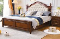 Lit de Roi Classique en Bois Massif Sculpté pour Villa et Mobilier de Chambre Antique GSA23-GSA25