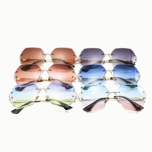 Gafas de Sol de Moda de Lujo para Mujer con Logotipo Personalizado al por Mayor, Montura Metálica con Perlas, Gafas de Sol sin Montura con Borde Irregular para Mujer - Product Image 6
