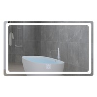 Miroir de salle de bain mural intelligent LED moderne anti-buée, forme rectangulaire, écran tactile, verres éclairés, hôtel, villa