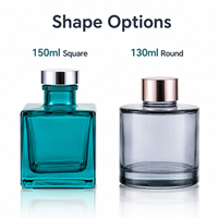 Bouteille diffuseur de parfum en verre vide 130ml 150ml pour huiles essentielles, conteneur carré ou rond pour la maison