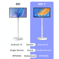 Televisor Portátil Móvil de 21.5 Pulgadas, Televisor LCD Inalámbrico con Android TV 1080p, Televisor Inteligente Móvil para Clases, Televisor Inteligente con Pantalla Táctil