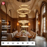 Lustre rond en cristal K9 de grande taille, à spirales multiples, pour hôtel de luxe moderne, villa, plafond haut, double hall d'entrée