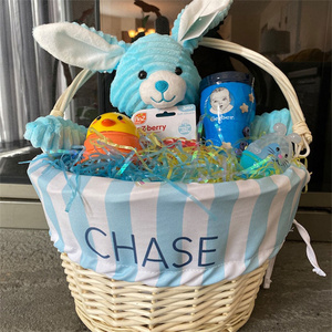 Paskalya tavşanı sepet yumurta kovaları kişiselleştirilmiş paskalya hediyeler çocuklar için açık pembe ahşap paskalya sepeti ile astar - Product Image 4