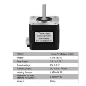 Nema 17สเต็ปเปอร์มอเตอร์48มม. 17HS8401และ<span class=keywords><strong>17HS8401S</strong></span> 1.8A สำหรับเครื่องพิมพ์3D และเครื่องแกะสลักเลเซอร์ - Product Image 3