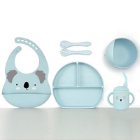 6 pièces ensemble de sevrage Led écologique vaisselle pour bébé assiette à bavoir bols à succion ensemble d'alimentation pour bébé en Silicone