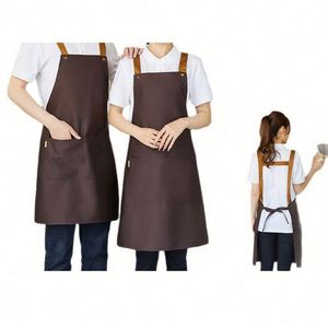 Tablier en toile personnalisable avec grandes poches, sangle dorsale réglable, pour chef, cuisine, jardinage, pâtisserie, peinture, travail, unisexe pour hommes - Product Image 1