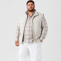 Rompi Kasual Pria Kerah Tegak Resleting Penuh Saku Luar Ruangan Ukuran Besar Santai  Big Tall Plus Size 6XL 7XL Kanvas Dicuci