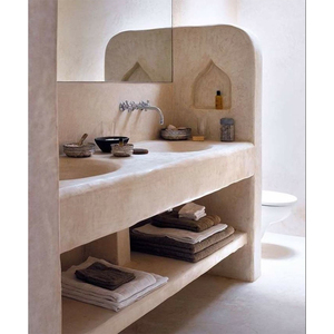 Enduit naturel raffiné Chukum pour finition de surfaces de salle de bain, idéal pour murs complets, sols, meubles intégrés, salles de douche et espaces contemporains - Product Image 1
