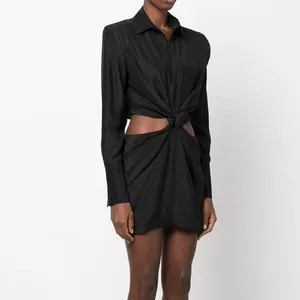 OEM Luxury Haute Couture Hot Sale Women Clothing Wholesale Ladies Swirl Detail Hollow Shirt Dress