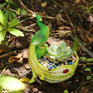 Pot de fleurs créatif au design européen, en résine avec revêtement PE, motif paon de dessin animé, durable, mignon, pour décoration intérieure, <span class=keywords><strong>balcon</strong></span>, jardin, <span class=keywords><strong>idée</strong></span> cadeau, pour plantes succulentes - Product Image 5