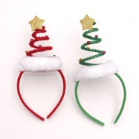 Niedliches Weihnachtsbaum-förmiges Polyester-Haarband mit Roten & Grünen LED-Lichtern für Kinder & Erwachsene Partydekoration