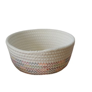 Cotton Rope Woven Storage <b>Basket</b> Round White Thread Set <b>Small</b> Medium Large Living Room Nordic Style Food Container - Product Image 5
