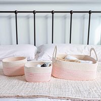 KUYUE-Paniers de Rangement Tissés Ronds en Corde en Coton pour Couverture, Vêtements, pour Supermarché, Bijouterie