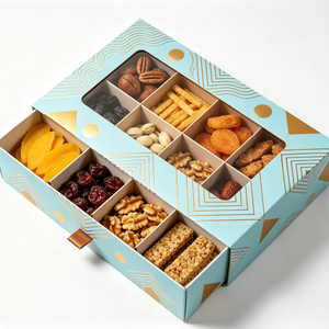 Scatola regalo ecologica Kraft con scomparti, stampa personalizzata <span class=keywords><strong>per</strong></span> confezioni all'ingrosso di frutta secca, biscotti, cioccolato, <span class=keywords><strong>torte</strong></span> e snack. - Product Image 5