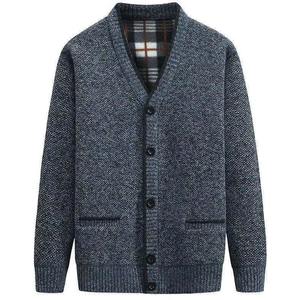 Chaqueta de punto con <span class=keywords><strong>cuello</strong></span> en V para hombres de mediana edad y padres mayores suéter cárdigan - Product Image 1