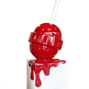 Sculpture moderne en résine en forme de sucette, statue de bonbon en fibre de verre, peinte à la main, irrégulière, décorative, objet de collection - Product Image 4