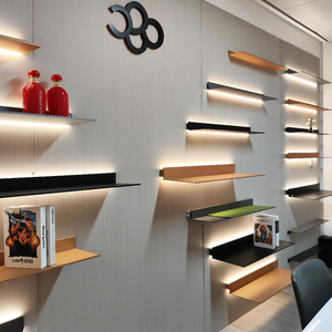 Estante de Pared Desmontable Tipo L Negro y Dorado para <span class=keywords><strong>Acuario</strong></span>, Soporte Flotante para Plantas y Corales - Product Image 2