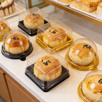Boîte à gâteau personnalisable en PET de qualité alimentaire de 3 pouces, conteneur de cuisson pour cupcakes, pâtisseries, gâteaux de lune, emballage plastique, boîte à mousse avec couvercle dôme