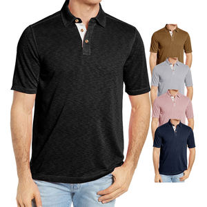 Ropa de calle Premium 100% algodón diseño de bloqueo de Color Camiseta de manga corta con cuello transpirable ropa Casual Polo para hombre - Product Image 1