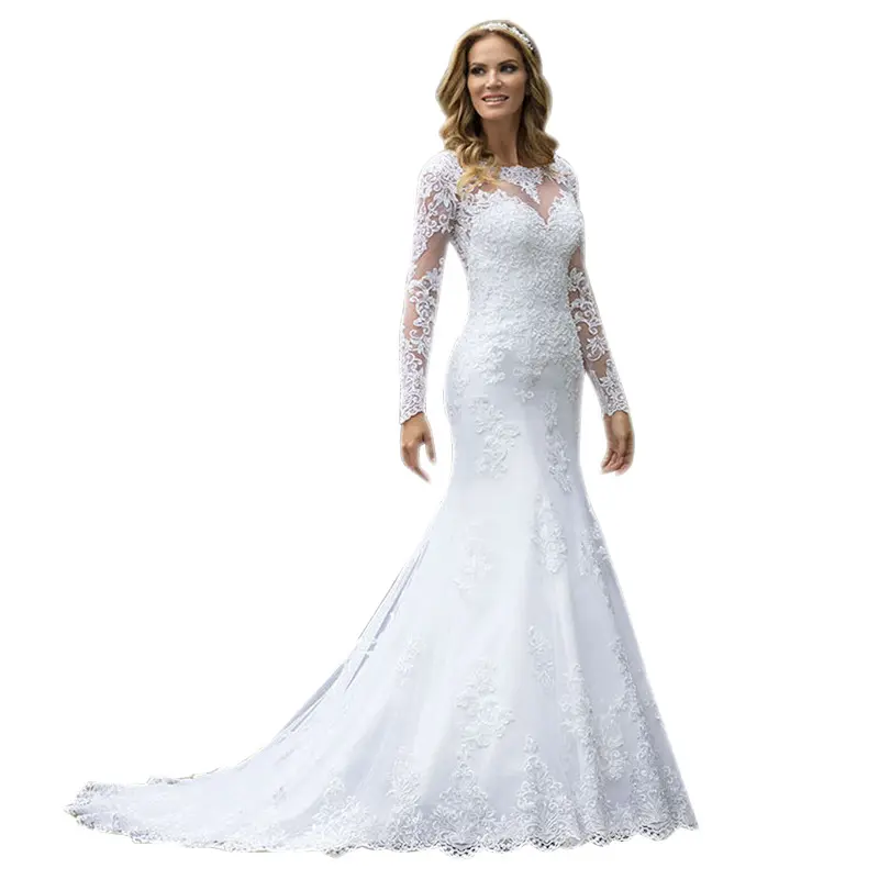 New Designer Women Long Sleeve Lace Bridal Wedding Gowns Wedding Dress Bridal Gown