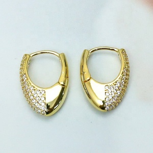 Magnifiques Boucles d'Oreilles Créoles Classiques Colarmix Vintage en Zircon Pavé, Métalliques Polies, Géométriques, Plaqué Or 18K, Bijoux pour Femme, Idée Cadeau - Product Image 1