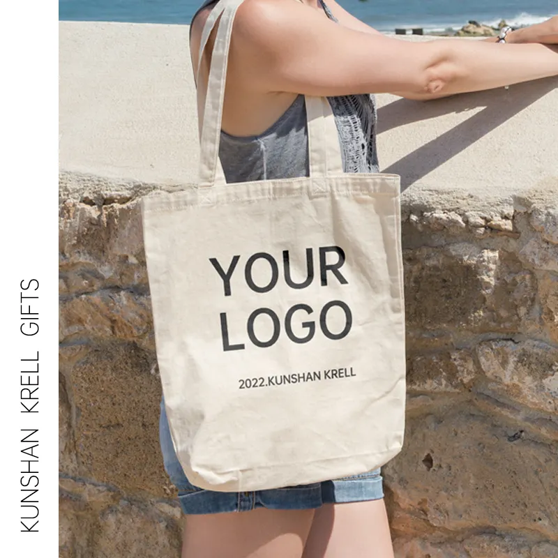 Sacola de tecido de lona com logotipo personalizado, bolsa reutilizável de tecido de lona com impressão de logotipo para compras de negócios