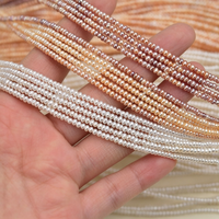 Chaîne de perles d'eau douce cultivées de qualité AA, forme bouton, 2-3 mm, blanches/couleurs mélangées, pour la fabrication de bijoux