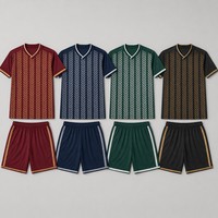 Setelan Jersey Sepak Bola Lengan Pendek Pola Daun Poliester 26/27 untuk Turnamen Liga Klub dengan Cetak Lencana Nama Kustom