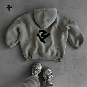 Tuta da <span class=keywords><strong>donna</strong></span> personalizzata in pile di cotone, set 2 pezzi, felpa <span class=keywords><strong>oversize</strong></span> con cappuccio e pantaloni della tuta, tuta sportiva streetwear, completo casual - Product Image 3