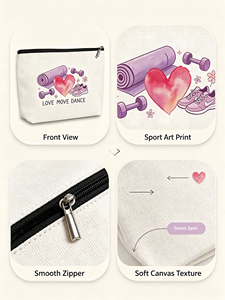Borsa per il Trucco da Ginnastica - Leggera in Poliestere con Design PEACE LOVE GYMNASTICS, Regalo Ispirazionale per Allenatrici e Atlete - Product Image 3