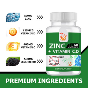 Cápsulas de Zinc, Vitamina C y D, Baya del Saúco, Sin Gluten, Sin Soya, para el Sistema Inmunológico, Bienestar Estacional y Salud Celular (OEM/ODM) - Product Image 2
