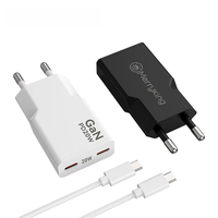 Cargadores para Teléfonos Inteligentes, Doble Tipo C, Gan PD 20W, Carga Rápida, Cargador de Pared Rápido